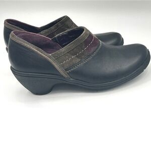 Privo by Clarks Black Leather Slip On Clogs Comfort Career Shoes Womens 7 Work